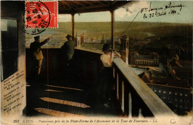 Carte postale ancienne Lyon Panorama pris de la Plate Forme de l'Ascenseur de la Tour à Lyon
