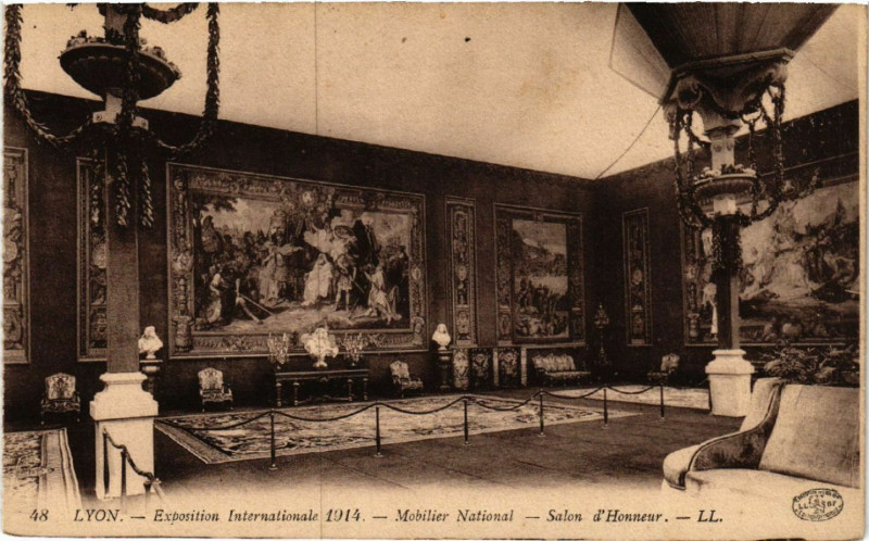 Carte postale ancienne Lyon Mobilier National. Salon d'Honneur à Lyon
