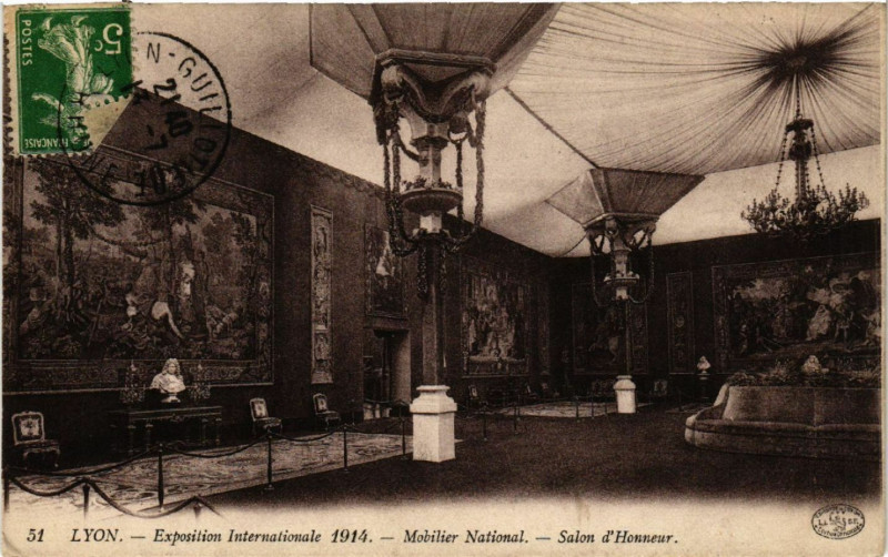 Carte postale ancienne Lyon Mobilier National. Salon d'Honneur à Lyon