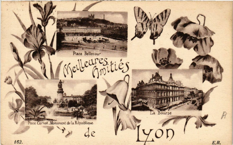 Carte postale ancienne Lyon Meilleures Amitiées de Lyon à Lyon