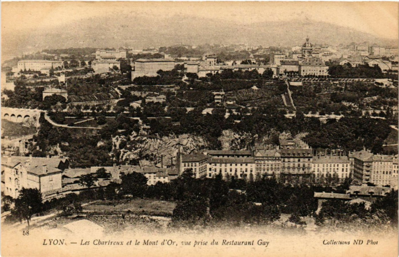 Carte postale ancienne Lyon Les Chartreux & le Mont-d'Or à Lyon