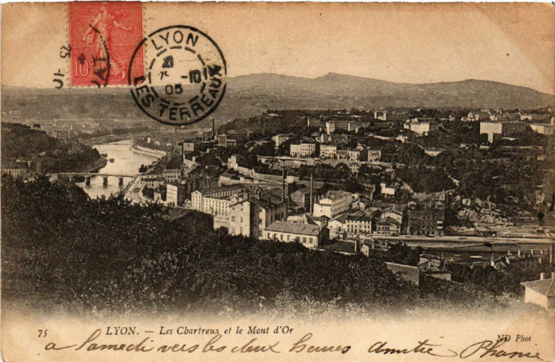 Carte postale ancienne Lyon Les Chartreux & le Mont-d'Or à Lyon