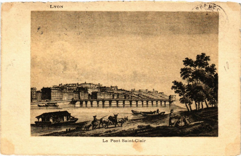 Carte postale ancienne Lyon Le Pont St-Clair à Lyon