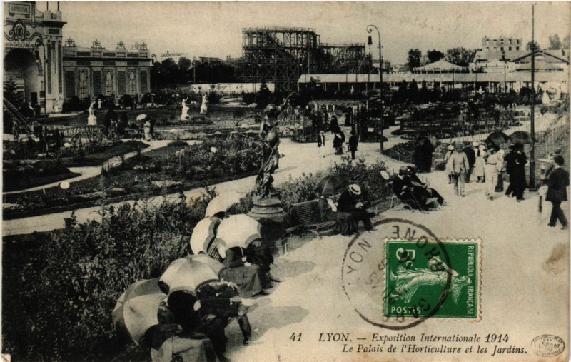Carte postale ancienne Lyon Le Palais de l'Horticulture et les Jardins à Lyon