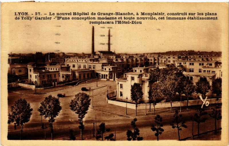 Carte postale ancienne Lyon Le Nouvel Hopital de Grange Blanche à Lyon