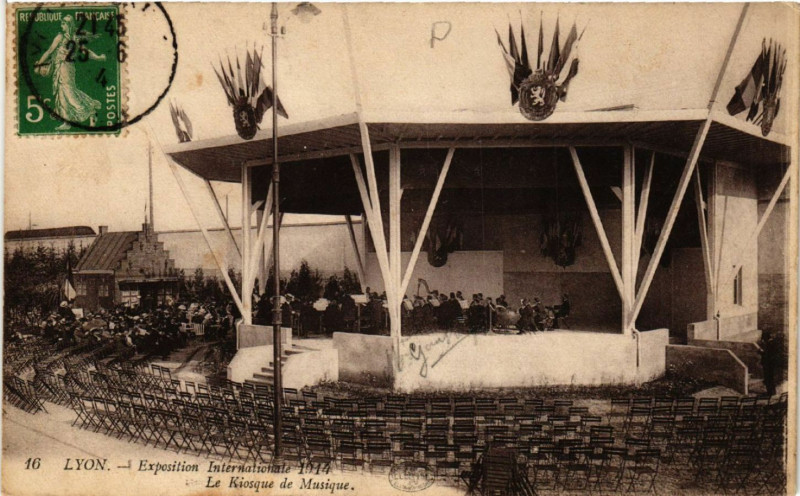 Carte postale ancienne Lyon Le Kiosque de Musique à Lyon
