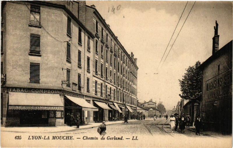 Carte postale ancienne Lyon la Mouche-Chemin de Gerland à Lyon