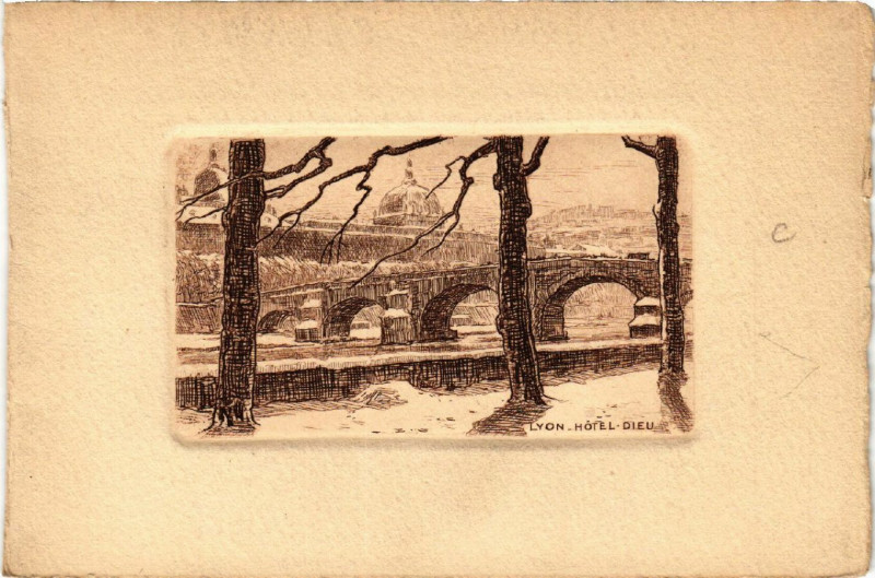 Carte postale ancienne Lyon Hotel Dieu à Lyon