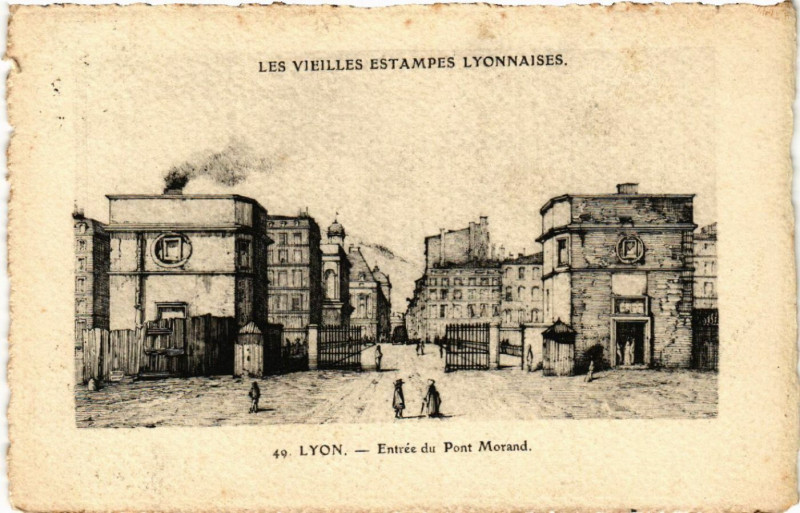 Carte postale ancienne Lyon Entrée du Pont Morand à Lyon