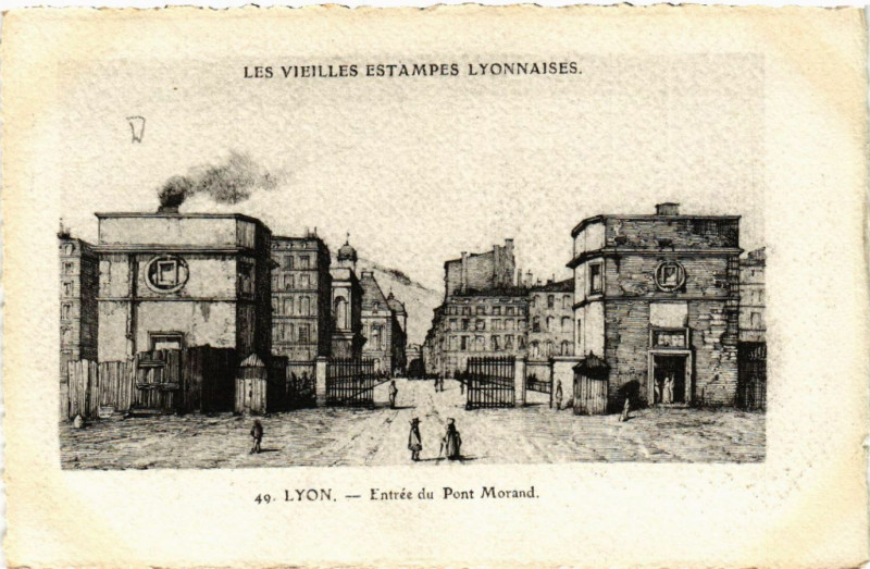 Carte postale ancienne Lyon Entrée du Pont Morand à Lyon