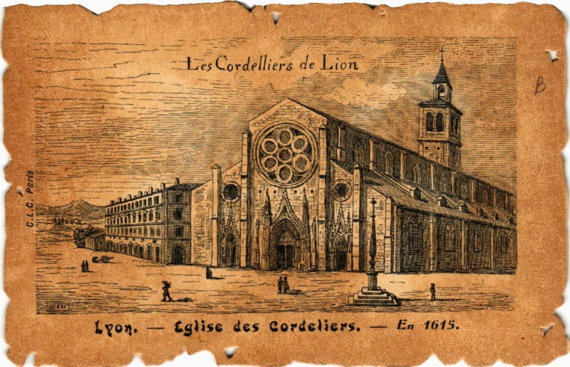 Carte postale ancienne Lyon Eglise des Cordeliers à Lyon