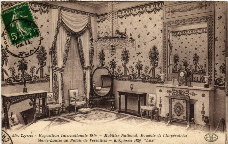 Carte postale ancienne Lyon Boudoir de l'Imperatrice Marie Louise au Palais de Versailles à Lyon