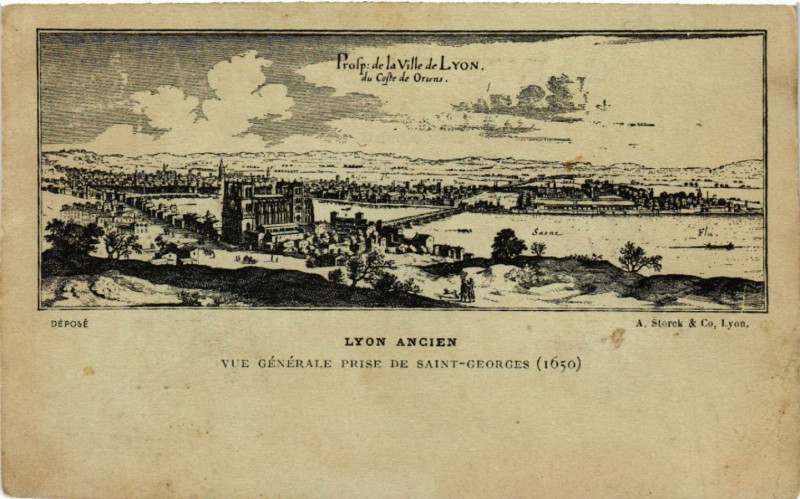 Carte postale ancienne Lyon ancien-Vue générale prise de St-Georges à Lyon