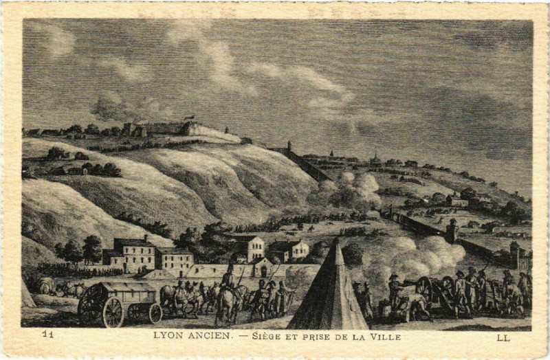 Carte postale ancienne Lyon Ancien-Siege et prise de la Ville à Lyon