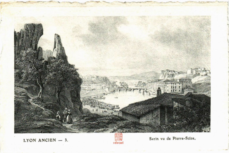 Carte postale ancienne Lyon Ancien-Serin vu Pierre Scize à Lyon