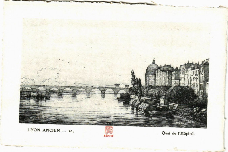 Carte postale ancienne Lyon Ancien-Quai de l'Hopital à Lyon