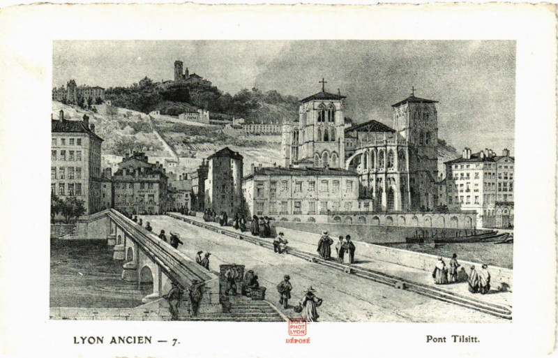Carte postale ancienne Lyon Ancien-Pont Tilsitt à Lyon