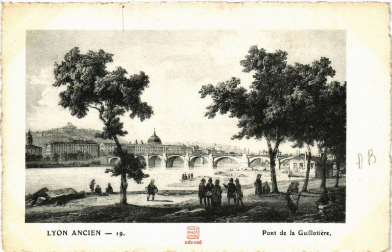 Carte postale ancienne Lyon Ancien-Pont de la Guillotiere à Lyon