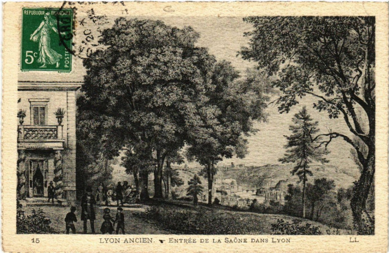Carte postale ancienne Lyon Ancien-Entrée de la Saone dans Lyon à Lyon