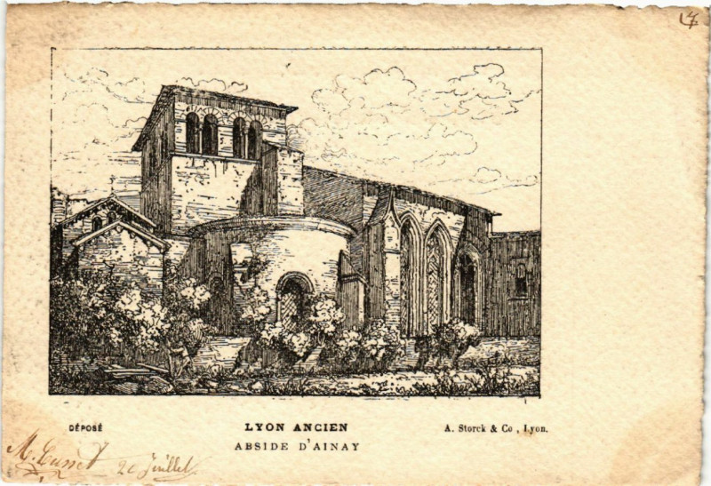 Carte postale ancienne Lyon Ancien-Abside d'Ainay à Lyon