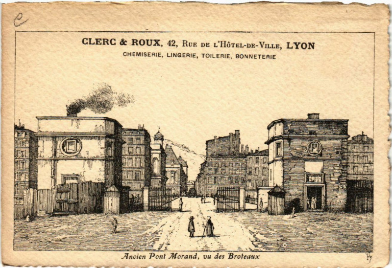 Carte postale ancienne Lyon Ancien Pont Morand vu des Broteaux à Lyon