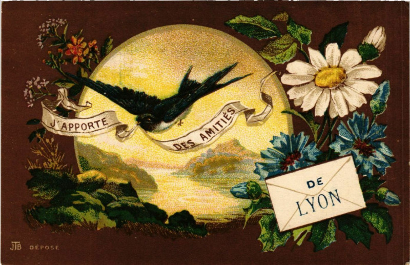 Carte postale ancienne J'Apporte des Amitiés de Lyon à Lyon