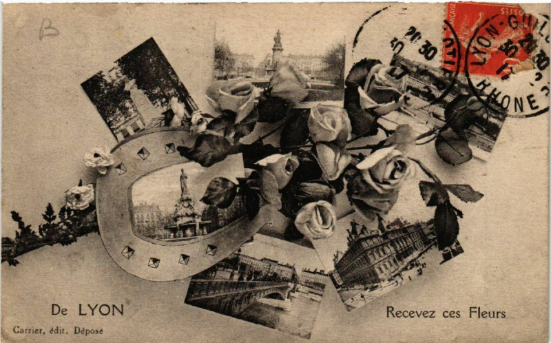 Carte postale ancienne De Lyon Recevez ces Fleurs à Lyon