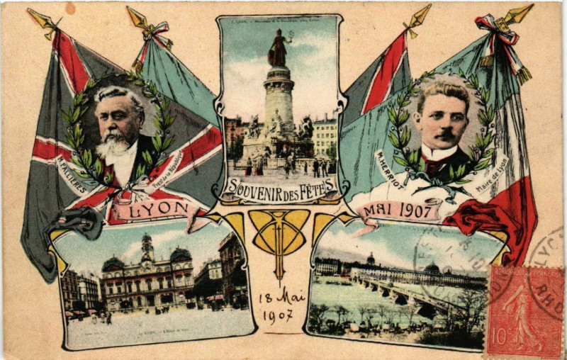 Carte postale ancienne Lyon-Souvenir des Fetes à Lyon
