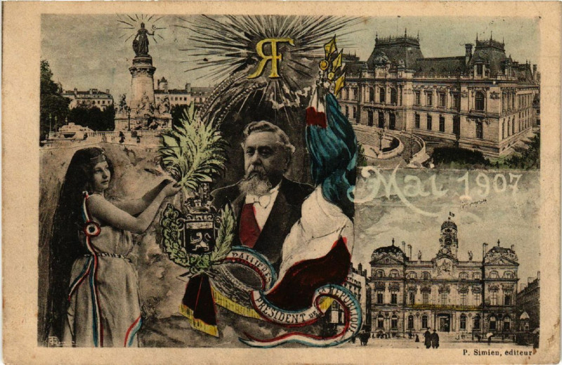 Carte postale ancienne Lyon-Mai 1907 à Lyon
