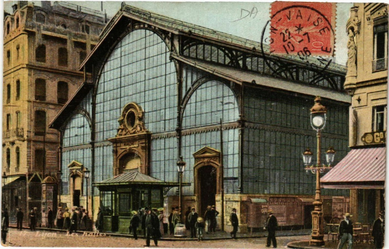 Carte postale ancienne Lyon-Les Halles à Lyon