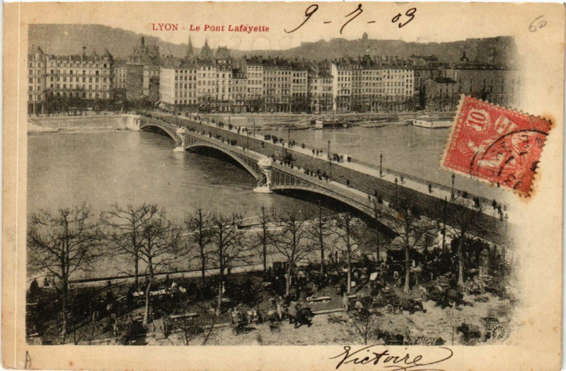 Carte postale ancienne Lyon-Le Pont Lafayette à Lyon