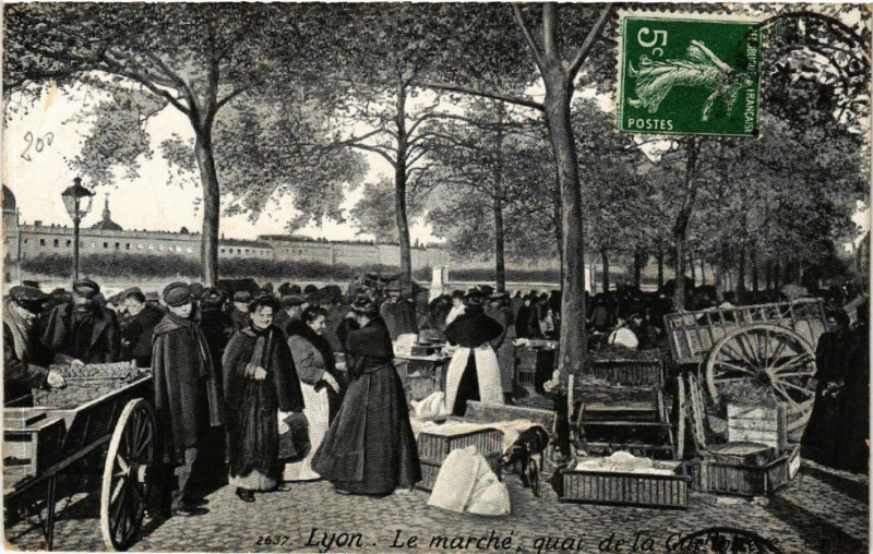 Carte postale ancienne Lyon-Le Marché à Lyon