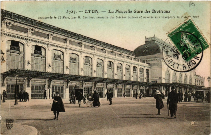 Carte postale ancienne Lyon-La Nouvelle Gare des Brotteaux à Lyon