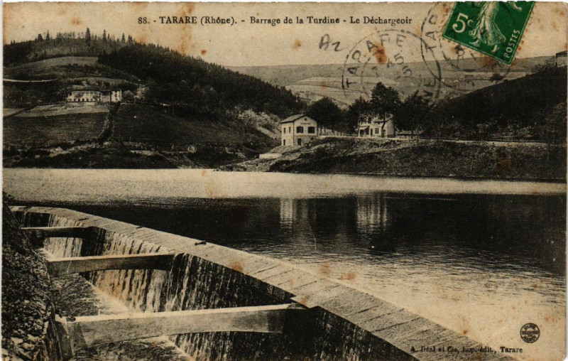 Carte postale ancienne Tarare Barrage de la Turdine Le Dechargeoir à Tarare