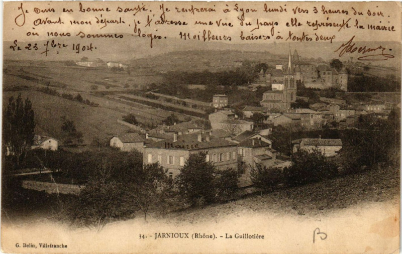 Carte postale ancienne Jarnioux La Guillotiere