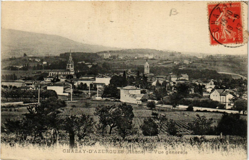 Carte postale ancienne Chazay-d'Azergues vue générale à Chazay-d'Azergues