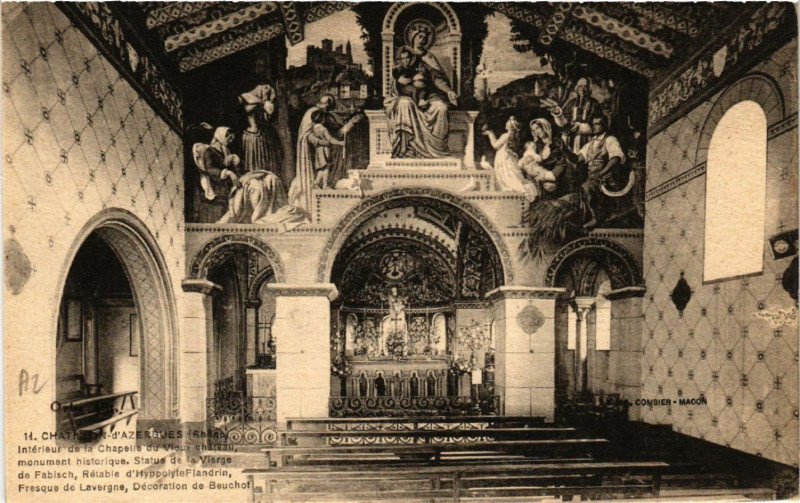 Carte postale ancienne Chatillon-d'Azergues Interieur de la Chapelle du Vieux Chateau à Châtillon