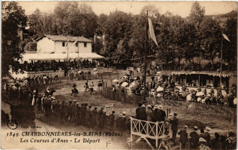 Carte postale ancienne Charbonnieres-les-Bains - Le Courses d'Anes-Le Depart à Charbonnières-les-Bains
