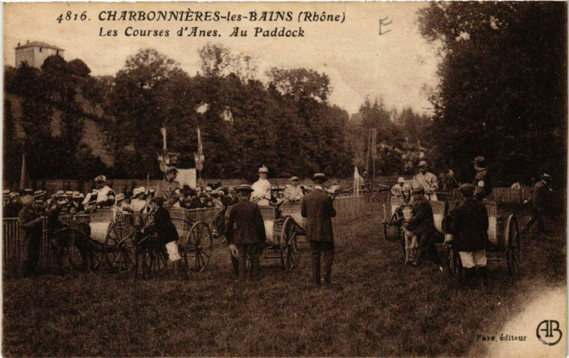 Carte postale ancienne Charbonnieres-les-Bains - Le Courses d'Anes-Au Paddock à Charbonnières-les-Bains