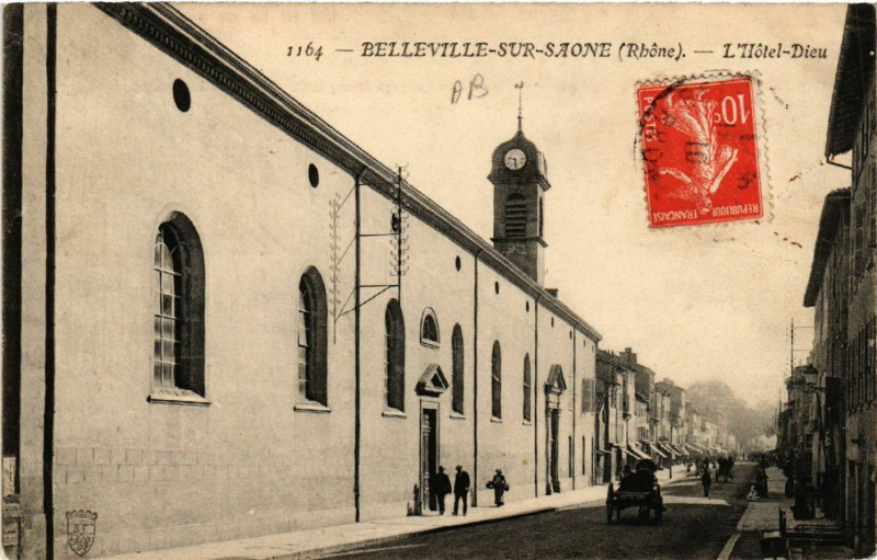 Carte postale ancienne Belleville-sur-Saone - L'Hotel - Dieu