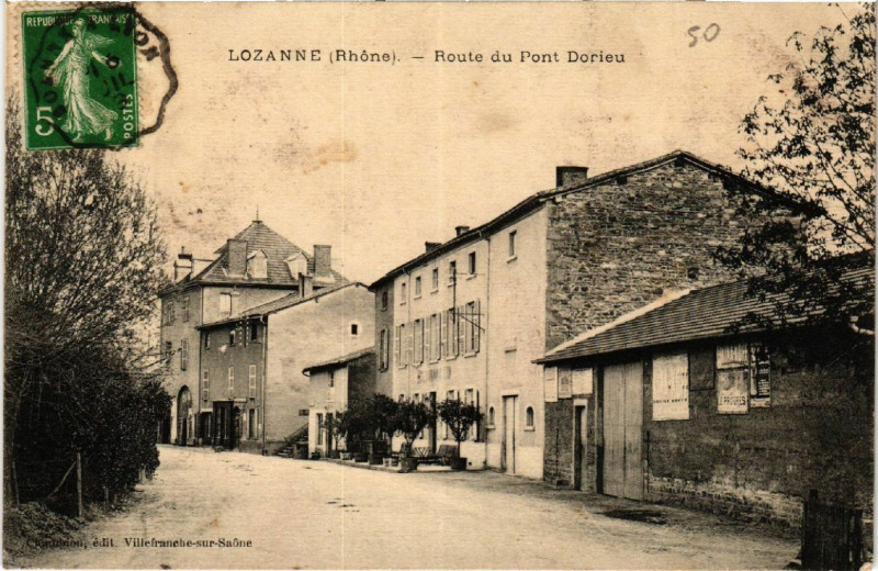 Carte postale ancienne Lozanne - Route du Pont Dorieu à Lozanne