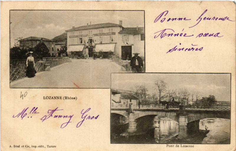 Carte postale ancienne Lozanne - Pont de la Lozanne à Lozanne