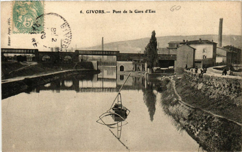 Carte postale ancienne Givors - Pont de la Gare d'Eau à Givors