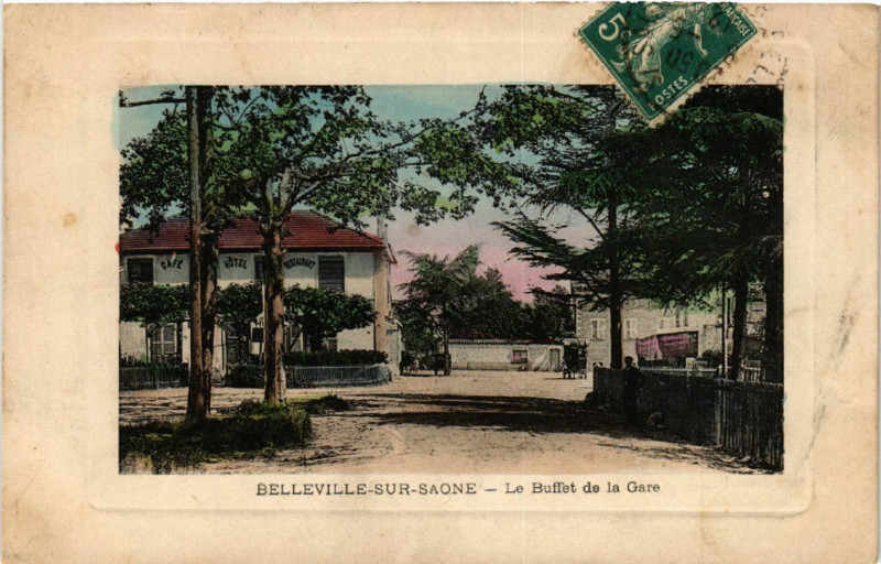Carte postale ancienne Belleville-sur-Saone - Le Buffet de la Gare