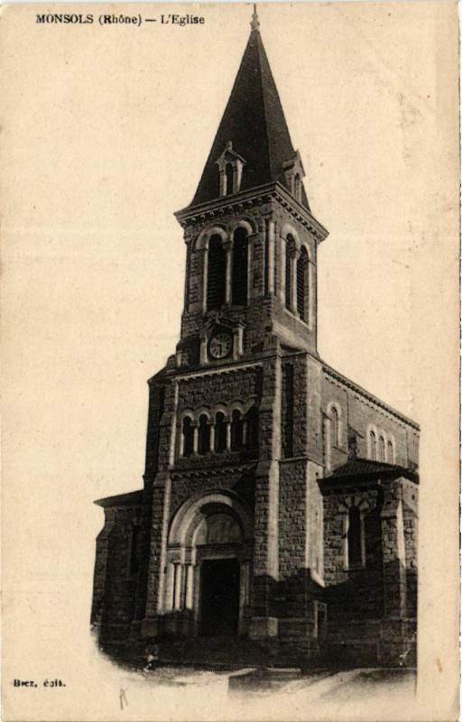 Carte postale ancienne Monsols - L'Eglise