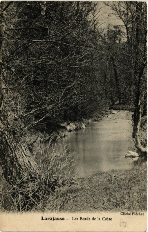 Carte postale ancienne Larajasse - Les Bords de la Coise à Larajasse