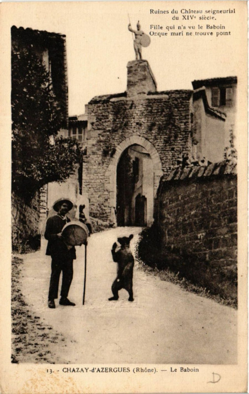 Carte postale ancienne Chazay-d'Azergues - Le Baboin - Ruines du Chateau à Chazay-d'Azergues