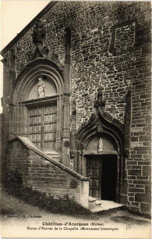 Carte postale ancienne Chatillon-d'Azergues - Portes d'Entrée de la Chapelle à Châtillon