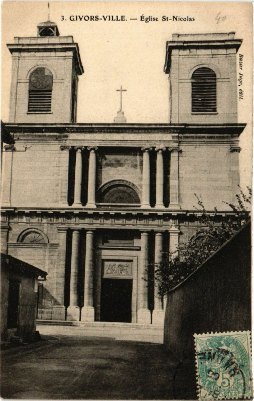 Carte postale ancienne Givors - Ville - Eglise St-Nicolas à Givors