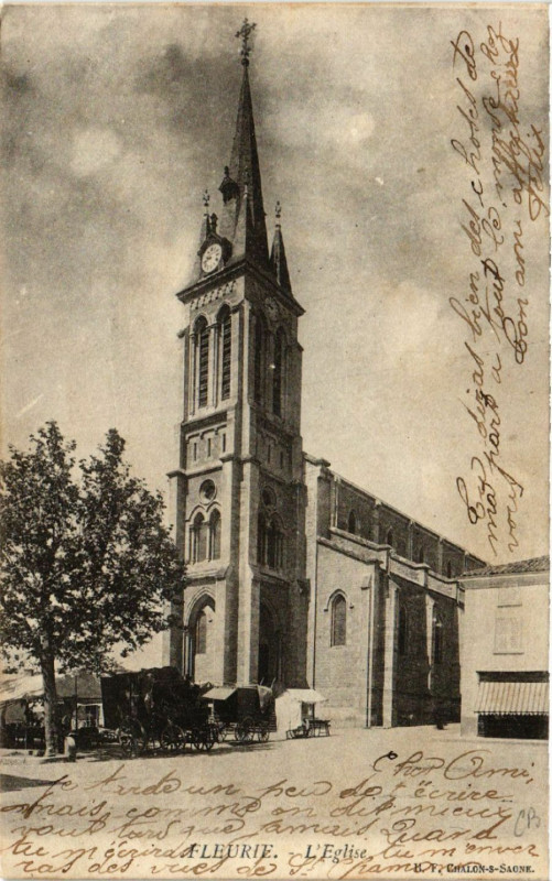 Carte postale ancienne Fleurie - L'Eglise à Fleurie